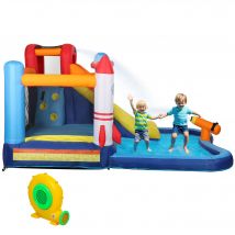 AIYAPLAY Château Gonflable 5 en 1 avec Toboggan Piscine de Chapoteo et Canon à Eau avec Gonfleur de 550W et Sac de Transport