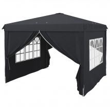 Outsunny Gazebo 3x3 à Hauteur Réglable avec Trous de Drainage et Sac de Transport, en Métal, Gris