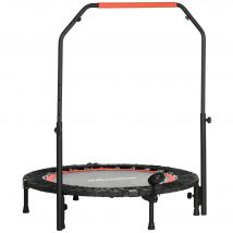 HOMCOM Mini Trampoline Fitness Ø102 cm avec Poignée Réglable, Trampoline Élastique Pliable, Noir