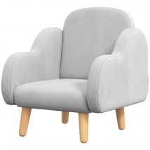ZONEKIZ Fauteuil pour Enfants jusqu'à 3 Ans avec Accoudoirs en Nuage en Tissu, 46x51x55cm, Gris