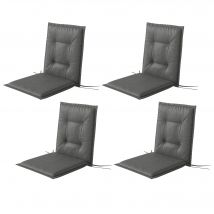 Outsunny Ensemble de 4 coussins de chaise 108 x 50 x 5 cm Sitzkissen avec sangles, coussin d'assise intérieur extérieur Gris clair
