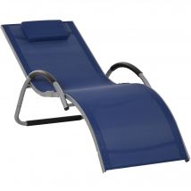 Outsunny Chaise Longue de Jardin en Aluminium, Chaise Longue d'Extérieur en Textilène avec Appuie-Tête Amovible
