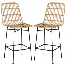 HOMCOM Tabouret de bar, Style Boho, Rotin en PE, 45 x 53,5 x 105 cm, Naturel + Noir