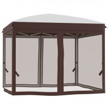 Outsunny Gazebo de Jardin 3x3 m avec Moustiquaire et Sac de Transport à Roulettes, Color Crème