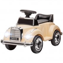 HOMCOM Voiture Électrique pour Enfants 18-48 Mois Licence Mercedes-Benz avec Musique, Beige