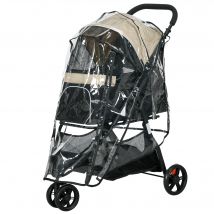PawHut Chariot pour animaux de compagnie, Hundebuggy, pliable, avec housse de pluie, 2 porte-gobelets, Bleu + Kaki