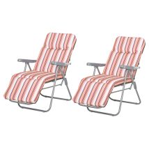 Outsunny Strandliegestuhl Set mit 2 Stück Klappbar und Verstellbar, Sonnenbett für den Garten mit Gepolstertem Kissen, Orange   Aosom