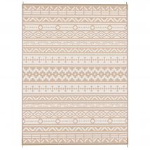 Outsunny Outdoor-Teppich, beidseitig verwendbar 3,7 x 2,7 m, Bodenteppich mit geometrischem Mauerdesign aus wetterbeständigem PP, inklusive Transporttasche, Outdoor-Teppich Terrasse, Khaki und Beige   Aosom