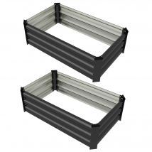 Outsunny Set de 2 Lits pour Potager surélevé avec Fond Ouvert en Acier Galvanisé, 100x60x30cm, Gris