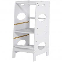 HOMCOM Tour Montessori pour Enfants 3-6 Ans avec Hauteur Réglable en MDF, 40x50x90cm, Gris