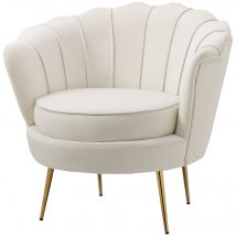 HOMCOM Vintage-Designsessel aus Samt, Retro-Sessel für Schlafzimmer, Wohnzimmer oder Büro, Creme 79x77x77cm   Aosom