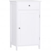 kleankin Meuble de Salle de Bain 2 Tiroirs Design Anti-Renversement en MDF 43 x 34 x 77cm Blanc