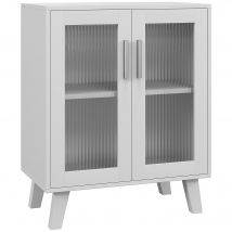 HOMCOM Credenza Moderne Polyvalente avec 2 Portes Transparentes et 2 Étagères, 61x35x75cm, Blanc