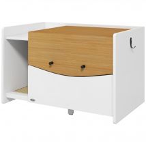 PawHut Meuble-litière pour chat, tiroir extractible, design de meuble, tapis de retenue, 78x50x51 cm, Chêne/Blanc