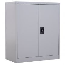 Vinsetto Armoire Mobile Étagère Réglable Serrure de Sécurité pour Maison Bureau Garage Acier 80x40x92,5cm Gris