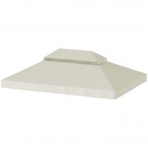 Outsunny Toit de Rechange pour Pavillon, 3 x 4 m, Bâche de Remplacement avec Ouvertures de Drainage, Polyester, Protection Solaire, UPF30+, Gris clair