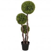 HOMCOM Buis Artificiel, Plante Artificielle, aspect réaliste, Extérieur, Vert + Noir