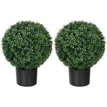 HOMCOM Plante Artificielle Buis en Boule, 52x40 cm, Vert