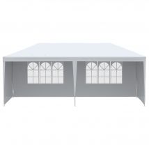 Outsunny Tonnelle de Jardin Pliable pour Fêtes et Événements avec Panneaux Amovibles, 5,83x2,95 m, Blanc