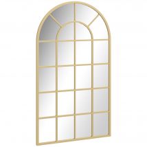 HOMCOM Miroir Mural Design Fenêtre Miroir de Hall Cadre en Métal 110 x 65 cm Doré