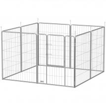PawHut Enclos pour animaux de compagnie, barrière pour chiens, aire de jeux pour animaux de compagnie, adaptable et flexible en acier inoxydable