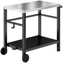 Outsunny Desserte plancha extérieure avec plan de travail, chariot de barbecue avec étagère crochets 102x50x81cm, gris charbon