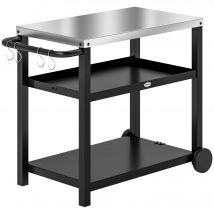 Outsunny Desserte plancha extérieure avec plan de travail, chariot de barbecue avec étagères crochets 102x50x81cm, gris charbon