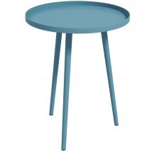 Outsunny Table basse de jardin ronde, table d'appoint extérieur avec bord rond en acier, dim. Ø40 x 50H cm bleu