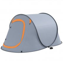 Outsunny Tente de camping 2-3 personnes avec sac de transport pour la randonnée 245x148x105 cm gris