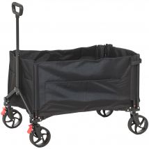 Outsunny Chariot de jardin pliable 150 L, chariot de transport de plage poignée réglable poches latérales 85 x 50 x 90 cm noir