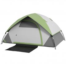 Outsunny Tente de camping pour 2 personnes 3-4 saison 3000 mm imperméable et ventilée, installation facile, gris