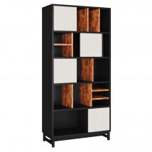 Étagère avec 5 tablettes, 80×35×165 cm, Noir Blanc