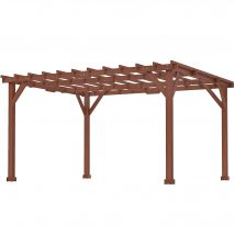 Outsunny Tonnelle de jardin stable pour plantes grimpantes, pergola en bois, 3,3 x 3,8 m, treillis pour vignes et fleurs
