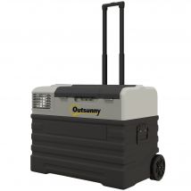 Outsunny Glacière électrique à compression 56L portable avec modes ECO/MAX, tige télescopique et roulettes, noir