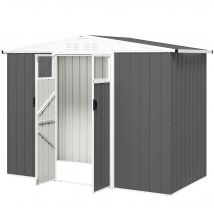 Outsunny Abri de jardin en métal 2,7 m² avec fenêtre, 4 évents et porte verrouillable, 246 x 117 x 180 cm, gris