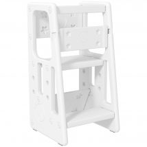 HOMCOM Tour d'apprentissage Tour d'observation pour Enfants de 18 Mois à 5 Ans Hauteur réglable sur 3 Niveaux en HDPE 47 x 47 x 90 cm Blanc