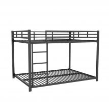 Lit superposé pour enfants en métal 140x200 cm, et barres de sécurité,sans matelas, Noir