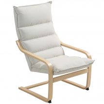 HOMCOM Fauteuil salon fauteuil de loisirs moderne fauteuil chambre avec accoudoirs incurvés, coussins, 67 x 83 x 105 cm, crème