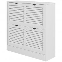 HOMCOM Meuble à chaussures d'entrée à 2 tiroirs et étagères réglables pour 16 paires de chaussures, blanc