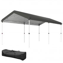 Outsunny Tonnelle de jardin pliante 3x6 m tente pliante à hauteur réglable UPF50+ barnum avec sac de transport gris foncé