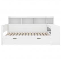 Canapé-lit multifonctionnel 90x200 cm,avec 2 tiroirs et bureau intégré,sans matelas, Blanc