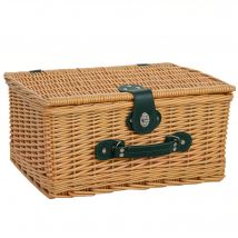 Outsunny Panier de pique nique en osier pour 2 personnes avec compartiment isotherme et couverture imperméable, marron