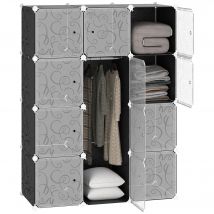 HOMCOM Garde-Robe Modulable Noir et Blanc Armoire Spacieuse avec Compartiments Amples   Aosom France