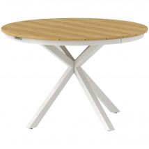 Outsunny Table à manger de jardin ronde Ø 118 cm cadre en aluminium pour balcon, porche, patio, teck