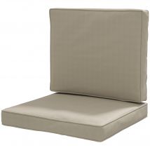 Outsunny Lot de 2 coussins de chaise coussins d'assise déhoussables coussins matelassé rembourré mousse polyester kaki