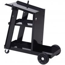 DURHAND Chariot de soudage mobile à 3 niveaux avec 4 roues, porte-bouteille de gaz et chaînes de sécurité, charge 50 KG, noir