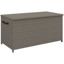 Outsunny Coffre de jardin en résine tressée coffre de rangement extérieur 184 L vérins à gaz, résistant aux UV 102x52x52cm gris