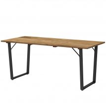 Outsunny Table à manger de jardin pour 6 personnes table de jardin avec plateau à lattes et trou de parasol 120 x 70 x 72 cm noir