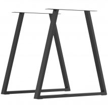 HOMCOM Tischbeine, 2er-Set Tischkufen, Dreieckig Möbelfüße aus Stahl, 70 x 72 cm Tischgestell für Esstisch, Stahl, Schwarz Aosom