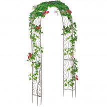 Outsunny Arche de Jardin Arche à Rosiers Style Fer Forgé Métal Époxy 120 x 30 x 226 cm Noir Vieilli Cuivré